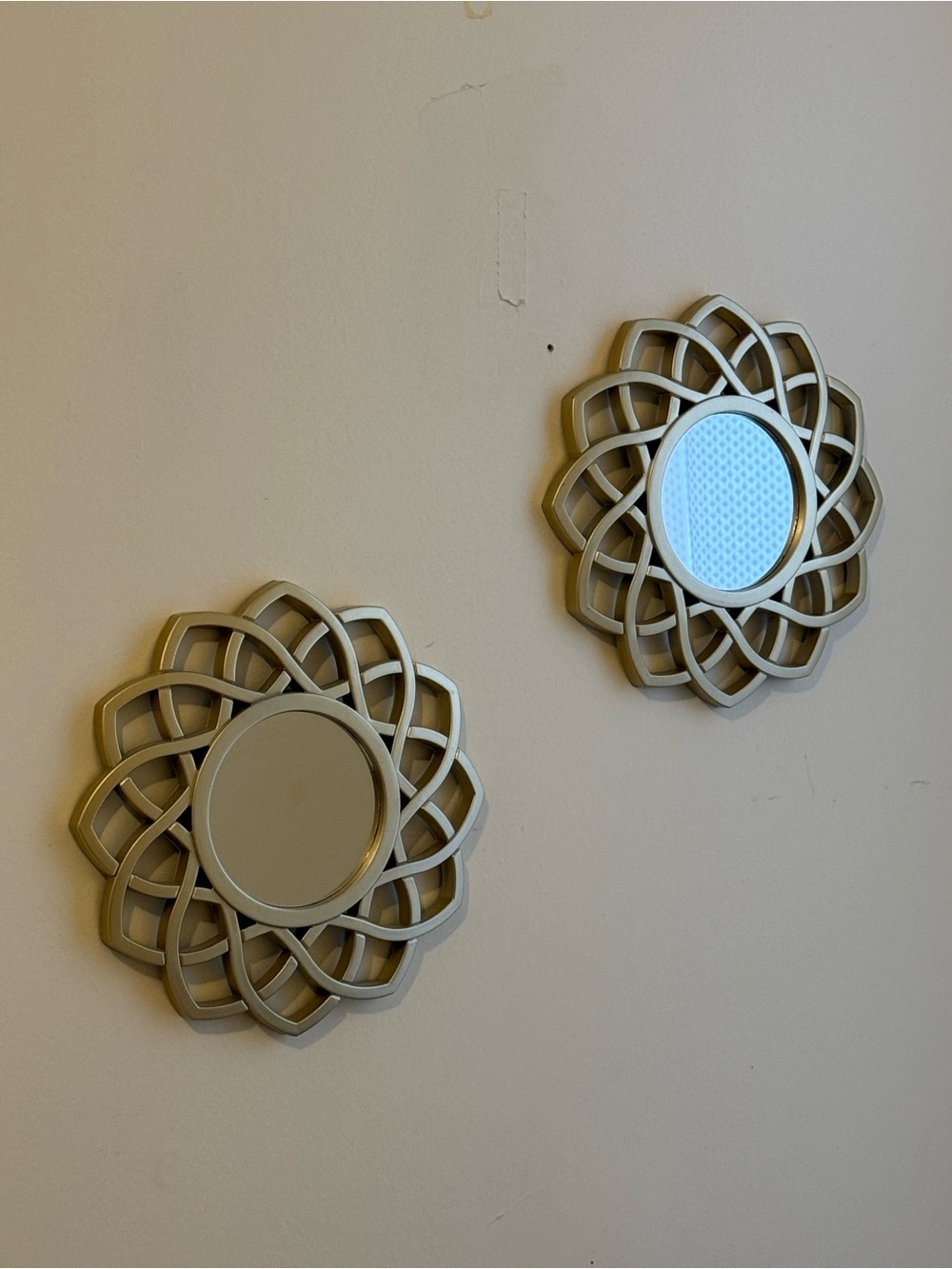 Decorative Silver Floral Wall Mirrors - Set of 2